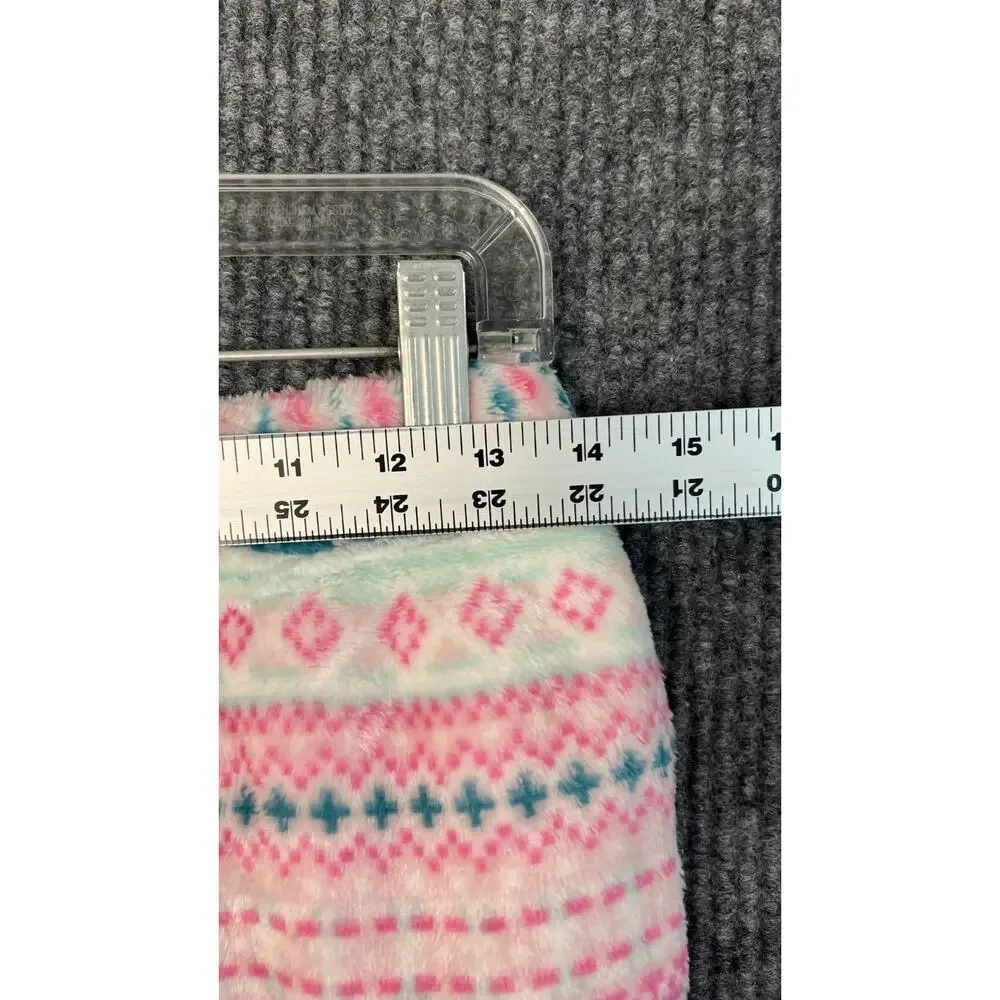 Muk Luks Lounge Set Womens Medium Fleece Pink Blue Jacket Pants Cozy 2 Piece